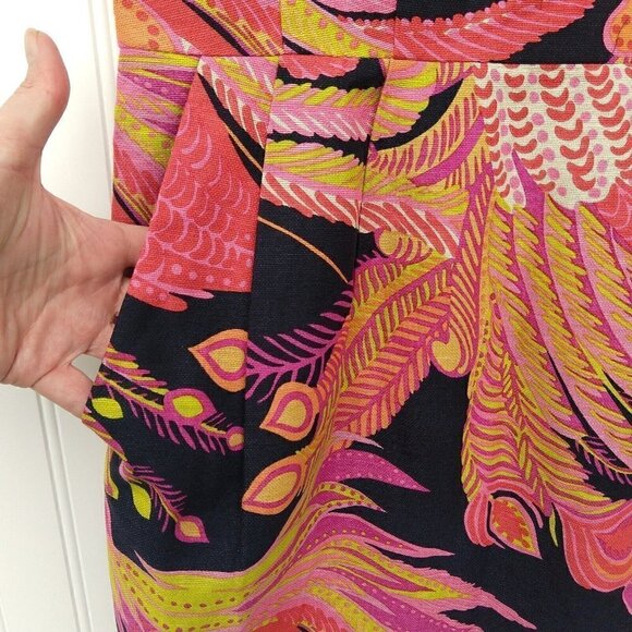 Nanette Lepore Exotic Plume Mini Dress Size 6 Floral Silk Linen Blend Pockets - Picture 7 of 10